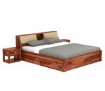 Wooden Sheesham Wood Bed with 4 Drawer Storage, Solid Wooden Cot Bed Furniture, Elegant & Functional Bedroom & Living Room Home Palang - Image 4