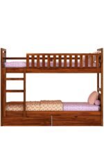 Woodmart furniture Solid Sheesham Wood Kubo Bunk Bed Twin Over Bed with Ladder Wooden Bunk Bed with 2 Drawer Storage for Bedroom Living Room Home (Natural Finish) - Image 2