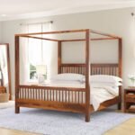 Wooden Solid Sheesham Wood Poster Bed Without Storage Wooden Furniture for Home Living Room Bed Room -COD Available