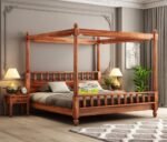 Wooden Solid Wood Sheesham Poster Bed Wooden Double Bed Cot Bed Furniture for Bedroom Home and Hotel Sheesham 3 Year Warrenty
