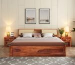 Wooden Sheesham Wood Bed with 4 Drawer Storage, Solid Wooden Cot Bed Furniture, Elegant & Functional Bedroom & Living Room Home Palang - Image 7