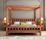 Wooden Solid Wood Sheesham Poster Bed Wooden Double Bed Cot Bed Furniture for Bedroom Home and Hotel Sheesham 3 Year Warrenty - Image 5
