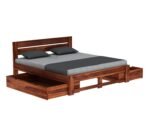 Woodmart furniture Wooden Bed with Storage | Double Bed Cot Bed with Drawer Storage for Bedroom & Hotel | Sheesham Wood | COD available - Image 3