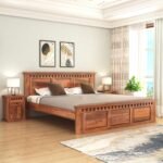Wooden Solid Sheesham Wood Bed Without Storage | Wooden Double Bed Cot Bed for Bedroom | Palang with Headboard Support for Hotels | COD Available