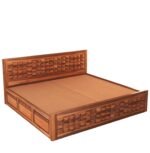 Woodmart Furniture Wooden Solid Wood Diamond Sheesham Wood Bed with Storage Box | Solid Wooden Cot | Double Bed with Box for Home - COD available - Image 3