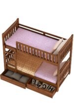 Woodmart furniture Solid Sheesham Wood Kubo Bunk Bed Twin Over Bed with Ladder Wooden Bunk Bed with 2 Drawer Storage for Bedroom Living Room Home (Natural Finish) - Image 4