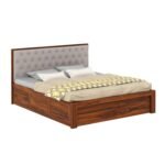Woodmart furniture Sheesham Wood Bed with Box Storage for Bedroom Wooden Double Bed Palang for Home - Image 2
