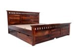 Woodmart Furniture Sheesham Wood Armania Bed with 4 Drawer Storage Double Bed for Bedroom Home (Natural Finish) - Image 2