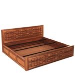 Woodmart Furniture Wooden Solid Wood Diamond Sheesham Wood Bed with Storage Box | Solid Wooden Cot | Double Bed with Box for Home - COD available - Image 4