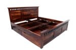Woodmart Furniture Sheesham Wood Armania Bed with 4 Drawer Storage Double Bed for Bedroom Home (Natural Finish) - Image 3