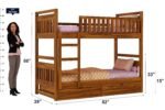 Woodmart furniture Solid Sheesham Wood Kubo Bunk Bed Twin Over Bed with Ladder Wooden Bunk Bed with 2 Drawer Storage for Bedroom Living Room Home (Natural Finish) - Image 3