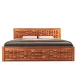 Woodmart Furniture Wooden Solid Wood Diamond Sheesham Wood Bed with Storage Box | Solid Wooden Cot | Double Bed with Box for Home - COD available - Image 5