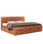 Woodmart Furniture Wooden Solid Wood Diamond Sheesham Wood Bed with Storage Box | Solid Wooden Cot | Double Bed with Box for Home - COD available - Image 6