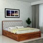 Woodmart furniture Sheesham Wood Bed with Box Storage for Bedroom Wooden Double Bed Palang for Home